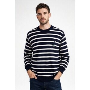 VTG 90s Y2K Givenchy Sweater Mens L Blue Striped Quiet Luxury Old Money Designer